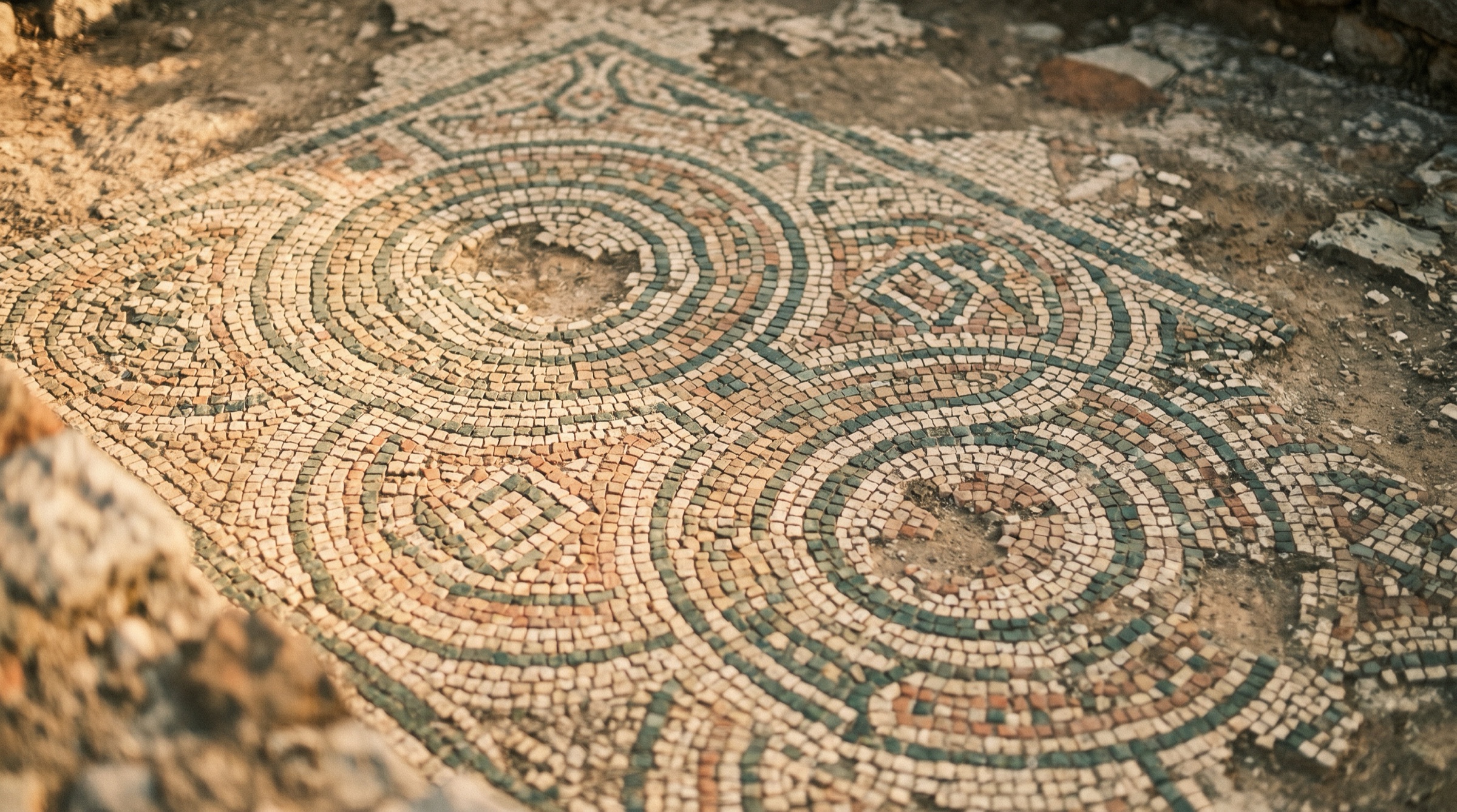 Byzantine geometric mosaic from Butrint, Albania